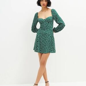 Reformation Mochi Green Floral Long Sleeve Dress